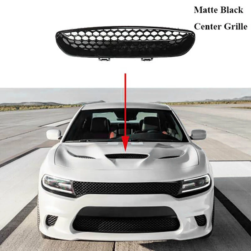 Car Black Front Engine Hood Vent Grille Air Flow Mesh Intake Hood For Fit For Dodge Charger SRT 2015-2020