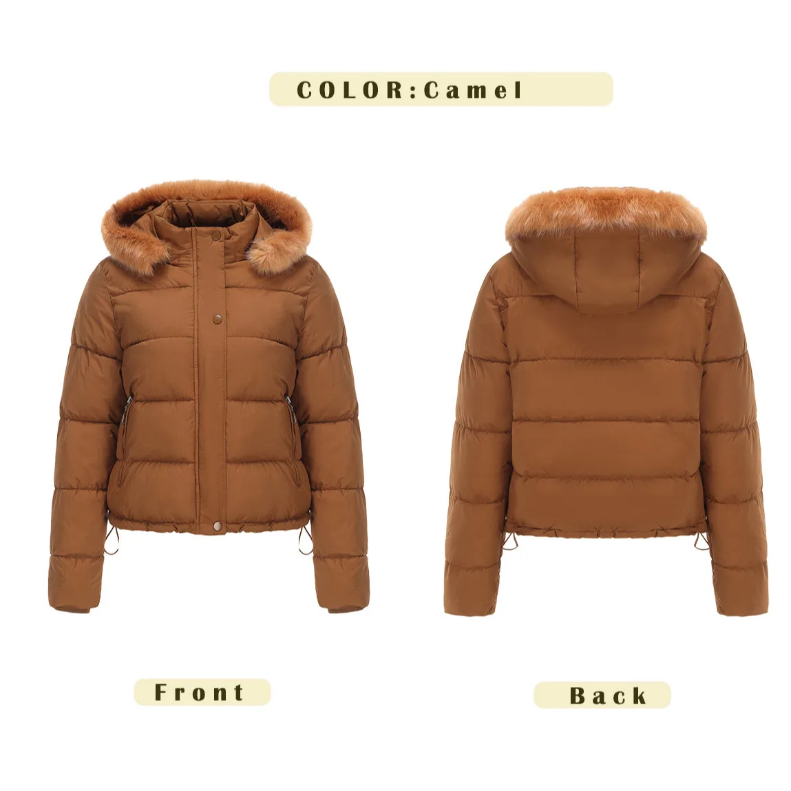 YJKDYK 2024 Winter Women\'s Jacket Thicken Warm Short Cotton Jacket With Detachable Cap Fleece Pure Color Women\'s Padded Jacket