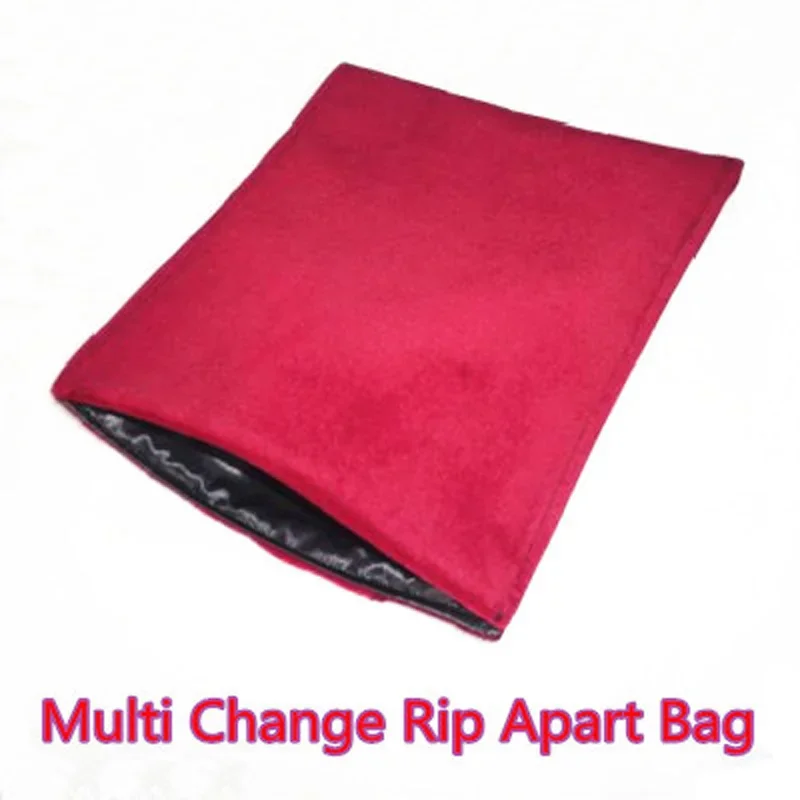 Multi Change Rip Apart Bag ( Red Color ) Stage Magic Tricks Fun Object Appearing Vanish Magia Gimmick For Magicians