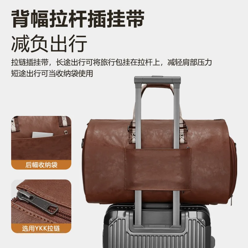 Borsa viaggio-Bolsa de almacenamiento de traje para hombre, bolso Formal marrón Retro plegable de mano, gran capacidad, viaje