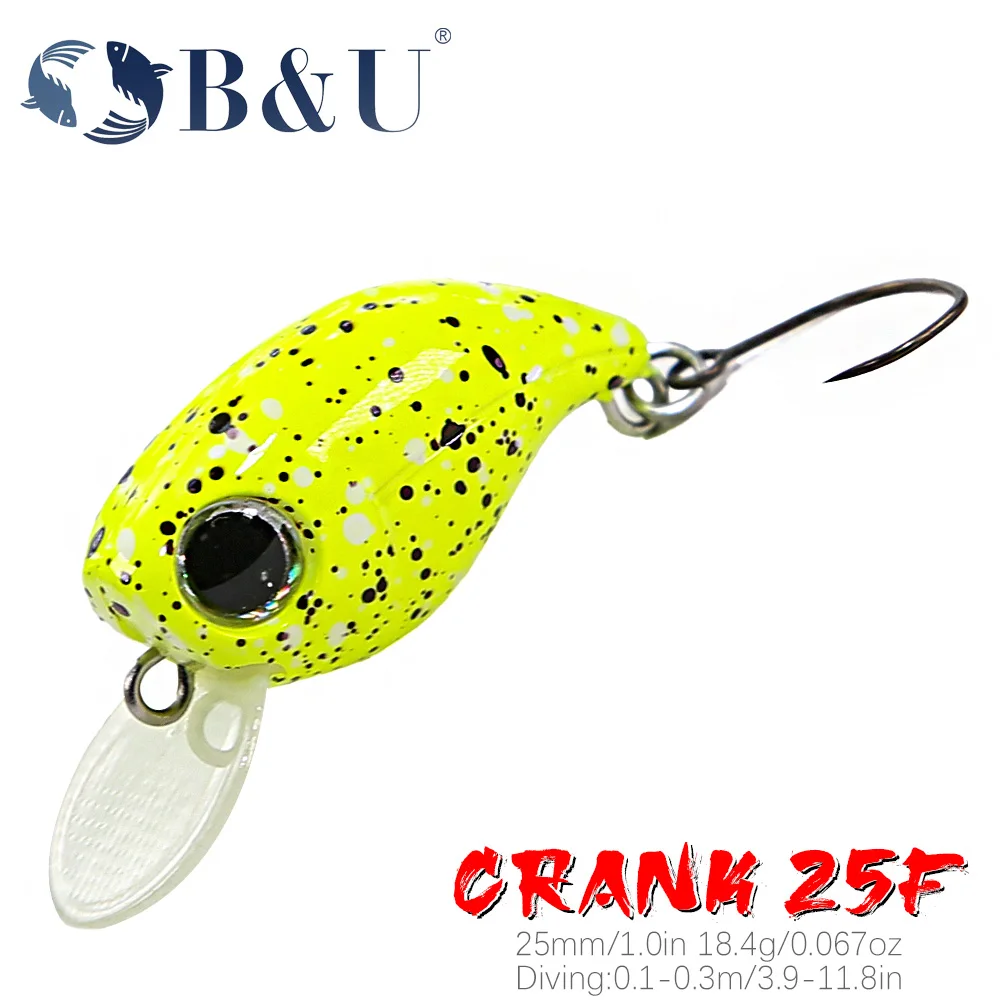 

B&U Mini Crankbait Wobbler Trout Fishing Lure Freshwater Minnow Crank Artificial Hard Bait Fishing Tackle