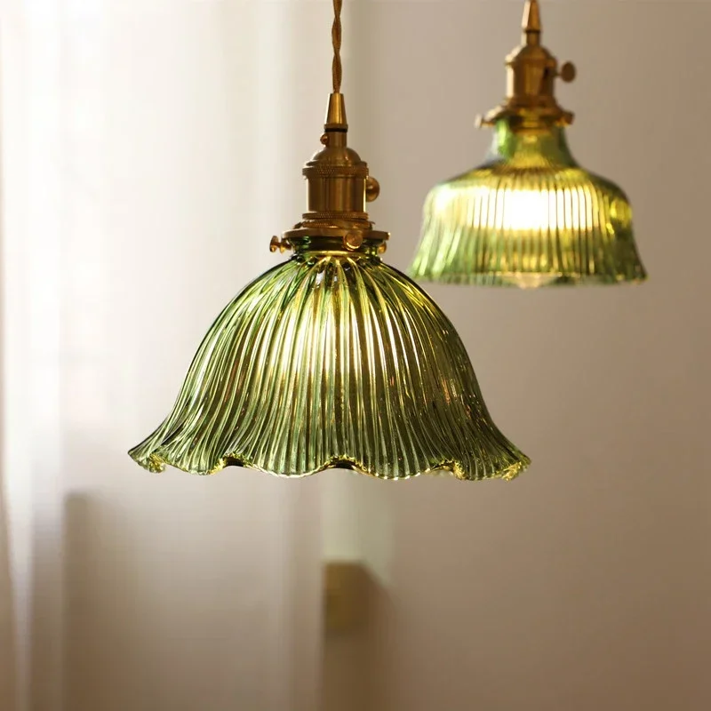 

CEDRIC Nordic Brass Pendent lamp Modern Bedroom Bedside lamp Art Glass LED Restaurant Bar Aisle Chandelier