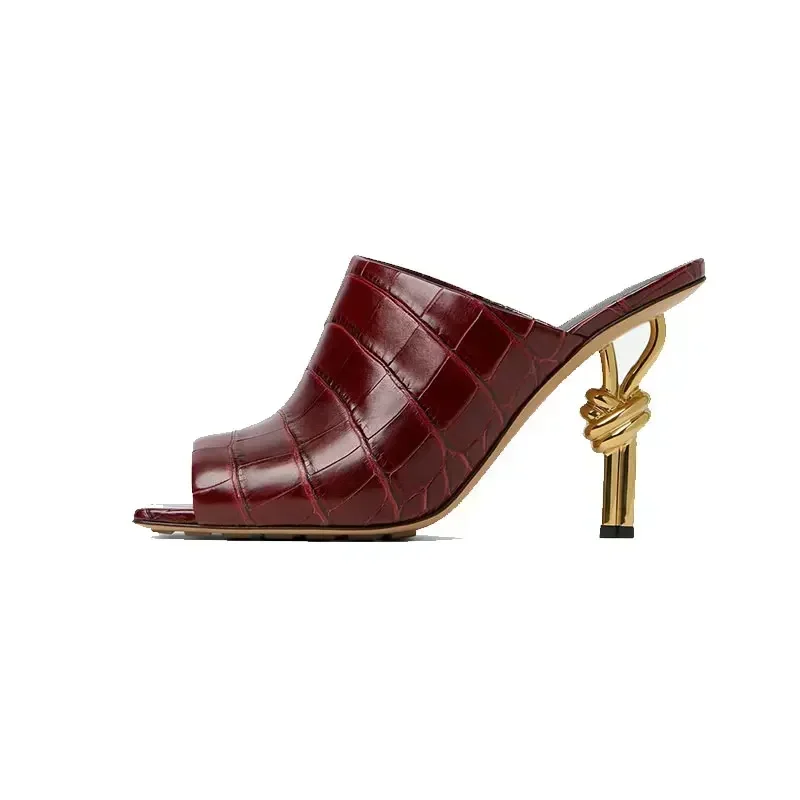 Summer New 10cm Thin High Heels Women's Sandals Fashion Teeth Irregular High Heels Party Skirt 43 Large Women's Outdoor Slippers