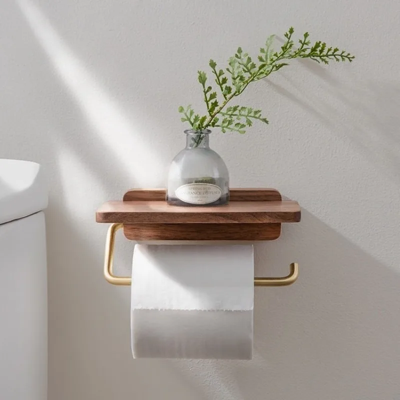 Wall-Mounted Towel Rack Multifunctional Retro Wood Grain Towel Storage Holder Bathroom Accessories Home Organizer