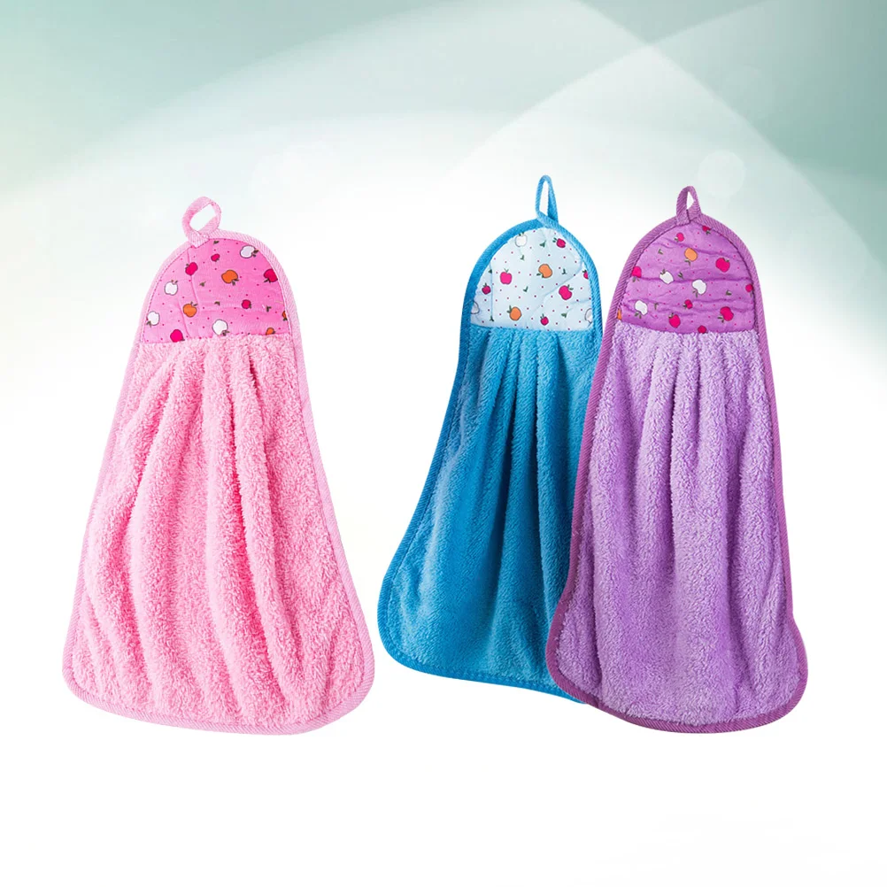 

3pcs Water Absorbent Towel Wiping Hands Dishcloth Quick drying Soft Material No Lint Fruit Pattern Hanging Space saving Kitchen