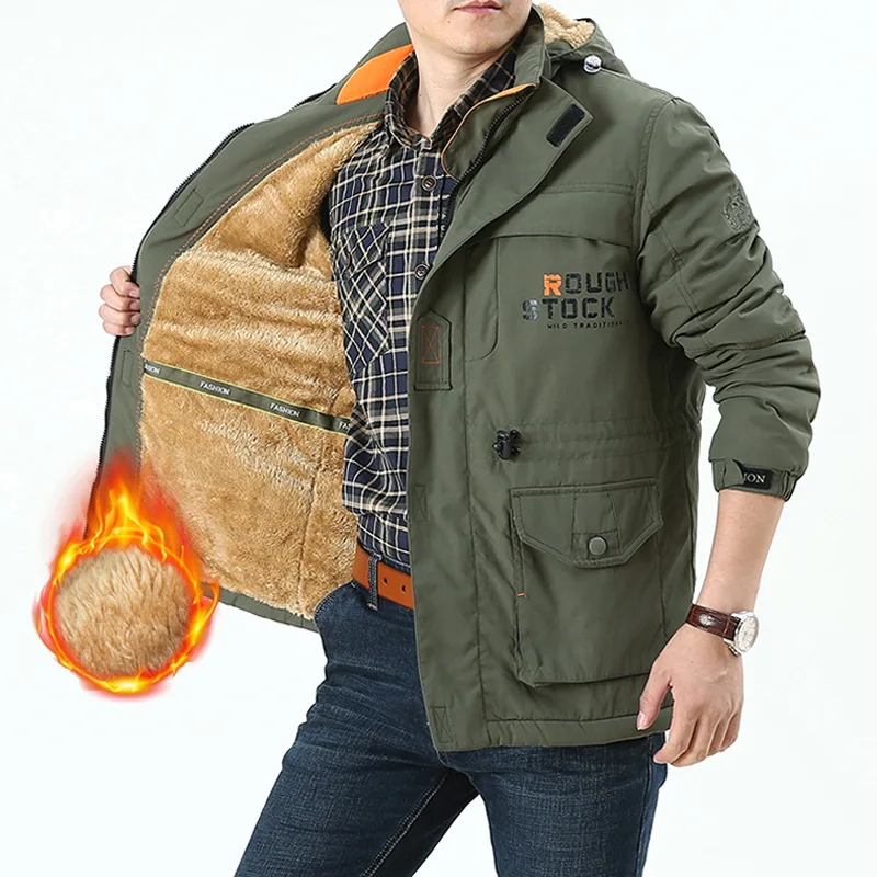 

2023 Autumn and Winter Outdoor Casual Charge Coat Jacket Large Medium Length Plush Thickened Breathable Men's Jacket