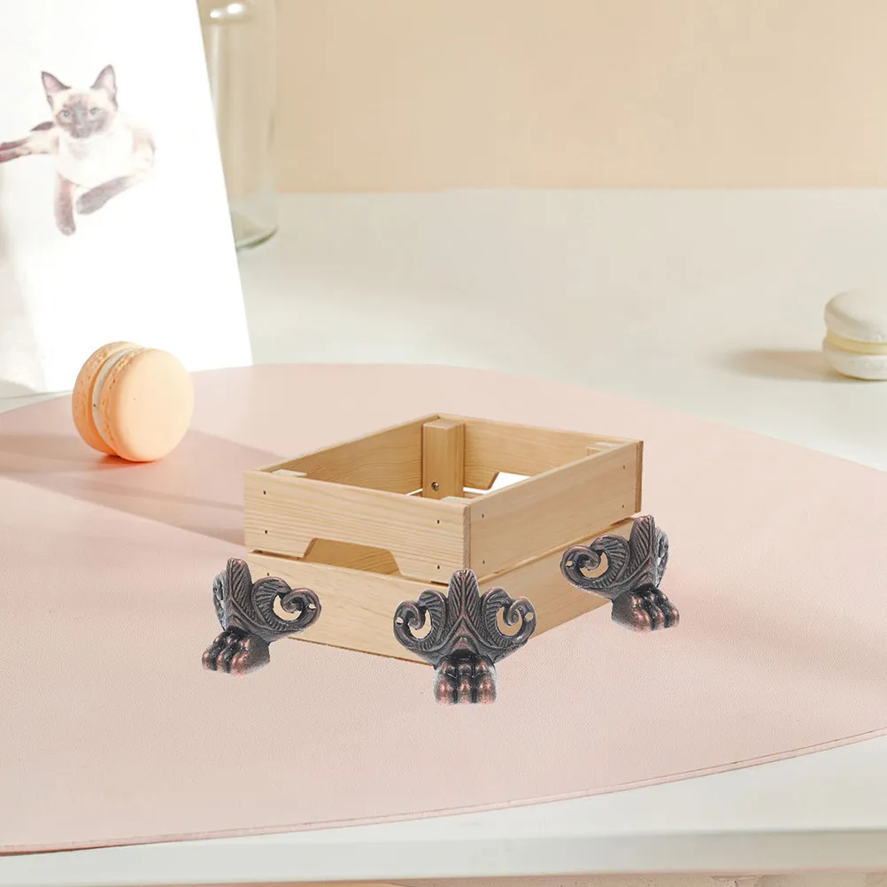6Pcs Retro Wood Box Feet Vintage Metal Legs Decorative Corner Bracket Jewelry Legs Metal Support Feet