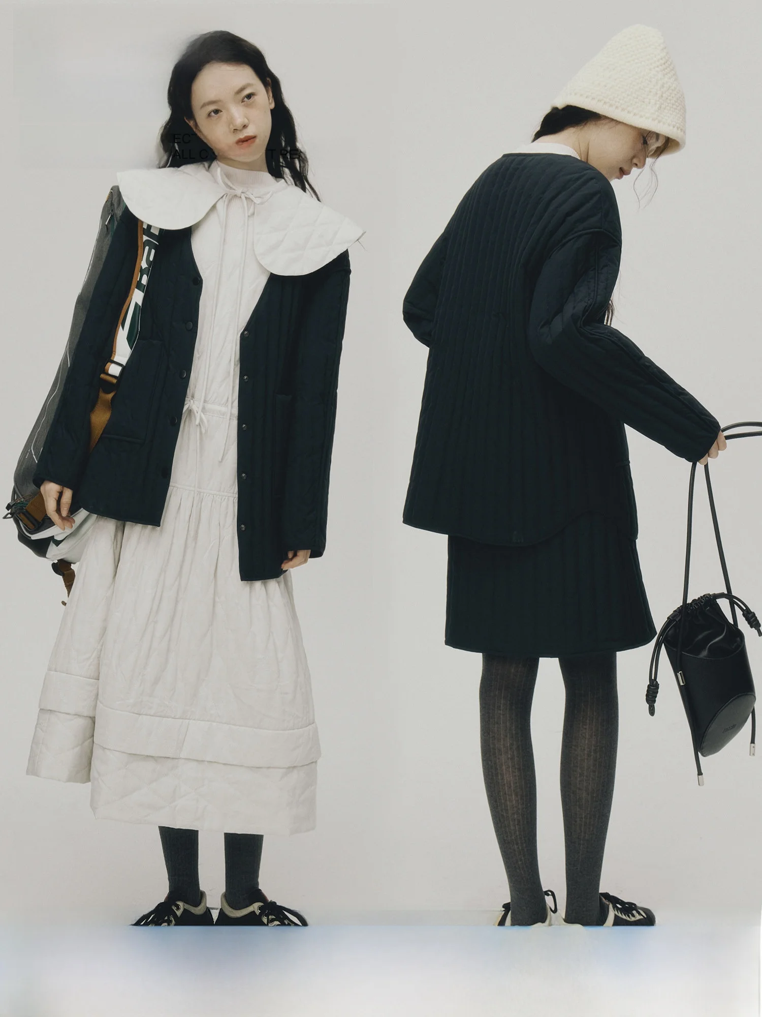 

FUSSED Cleanfit Bar Hitting 90% New National Stand White Du down Jaet Women's Commute Sle Thiened Long Sve Coat