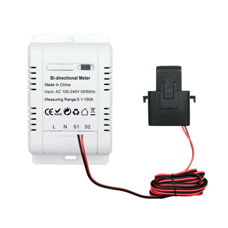 Tuya Smart Bi Directional WiFi Energy Meter 150A Clamp Current Sensor Transformer Solar PV Two Way Power Monitor 100-240