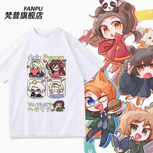 

Axis Powers Feliciano Vargas Ludwig Short Sleeve Bocchi The Rock T-Shirt Summer Cosplay Costume Casual Student Loose Tops Anime