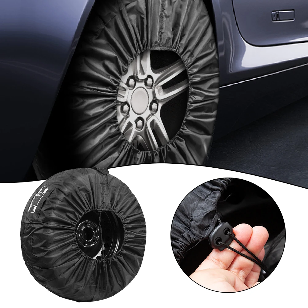 1pc Car Spare Tire Cover Case  Polyester Taffeta Tire Protection Cover Carry Tote Handle Storage Bags 66/88cm Diameter