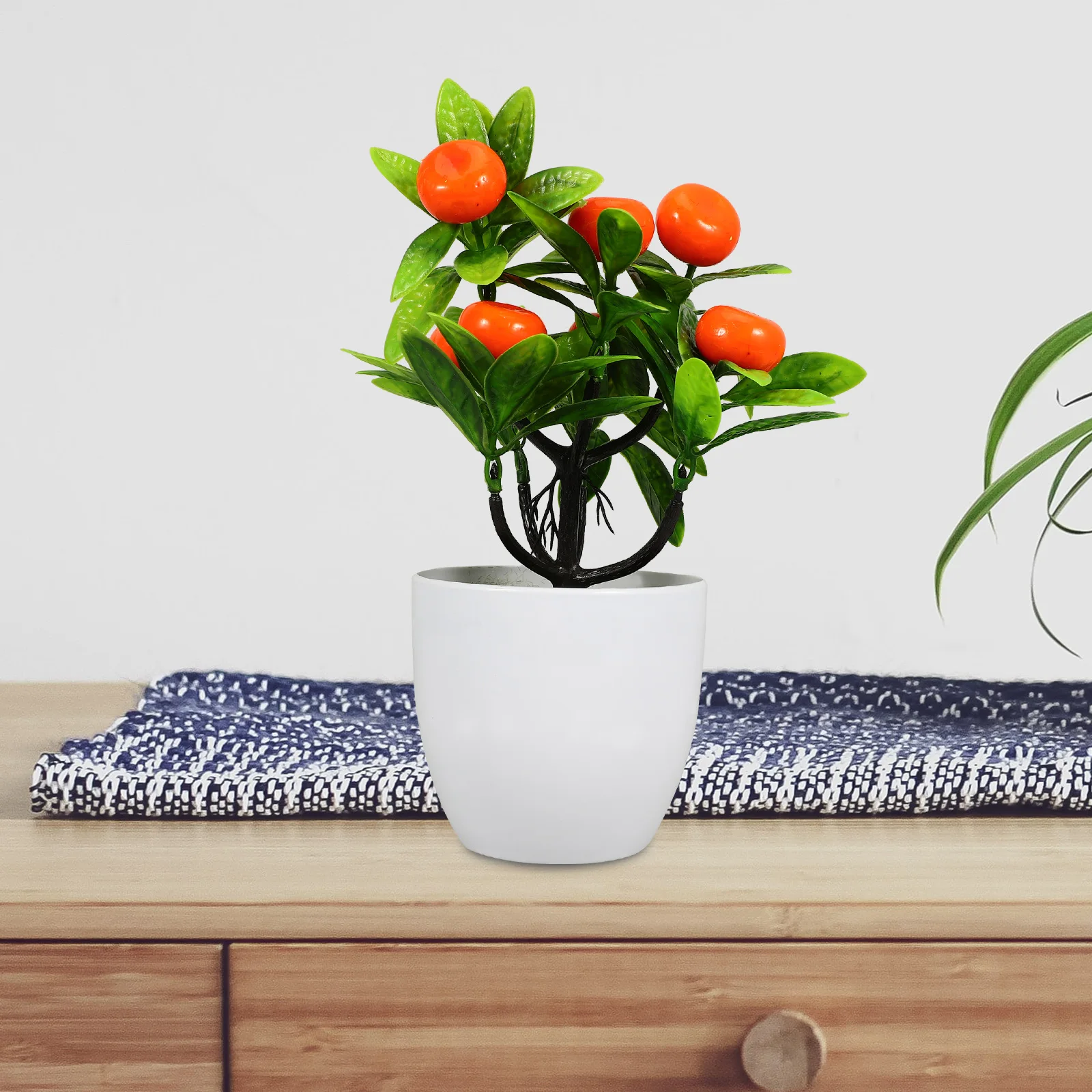 

Artificial Faux Fruit Bonsai Potted Plant Simulation Orange Tree Wedding Party Decor Indoor Garden Office Fake Bonsai Tree