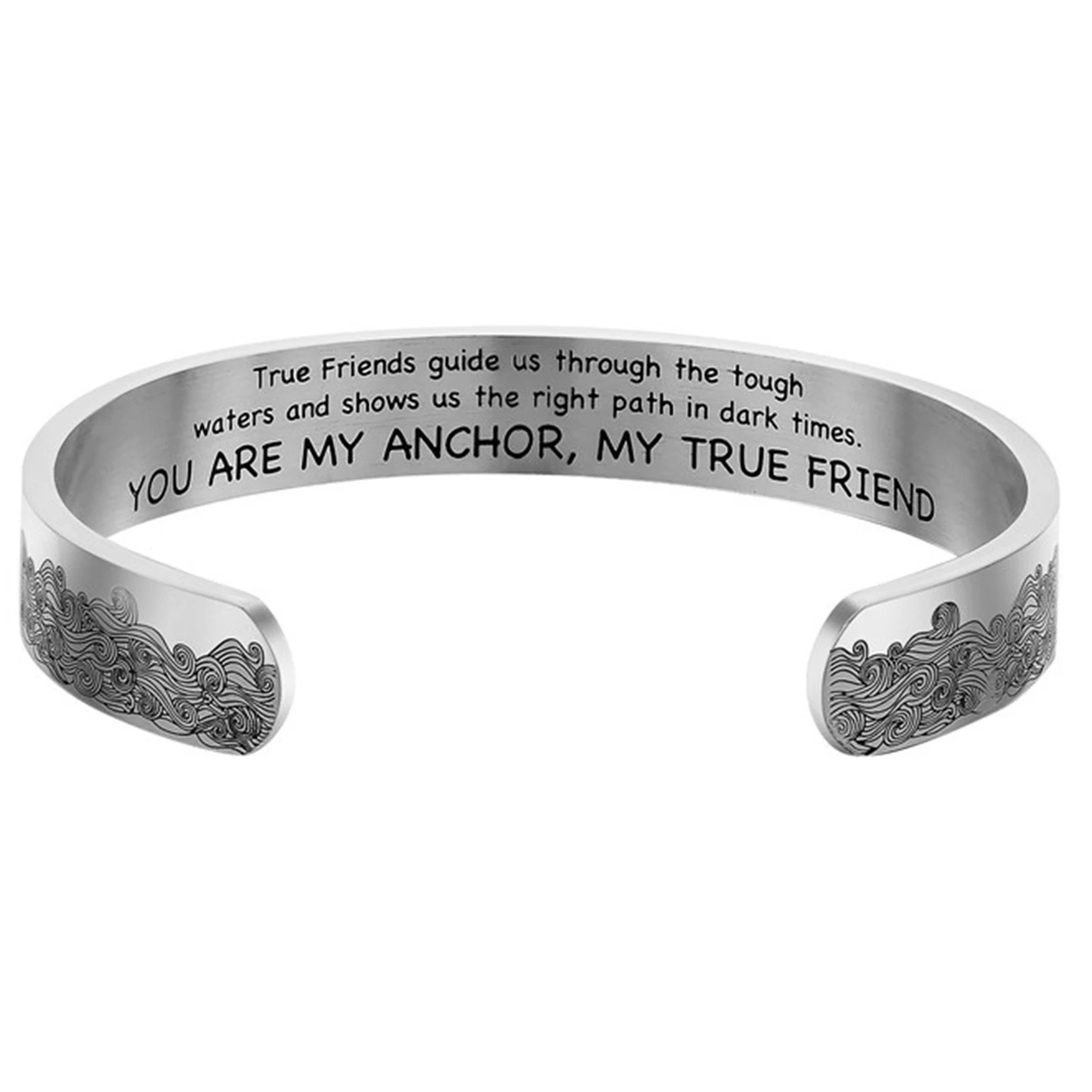 To My Smokin' Hot Woman Wave Cuff Bracelet DIY Lettering Titanium Steel Open C-Shaped Bracelet Gift