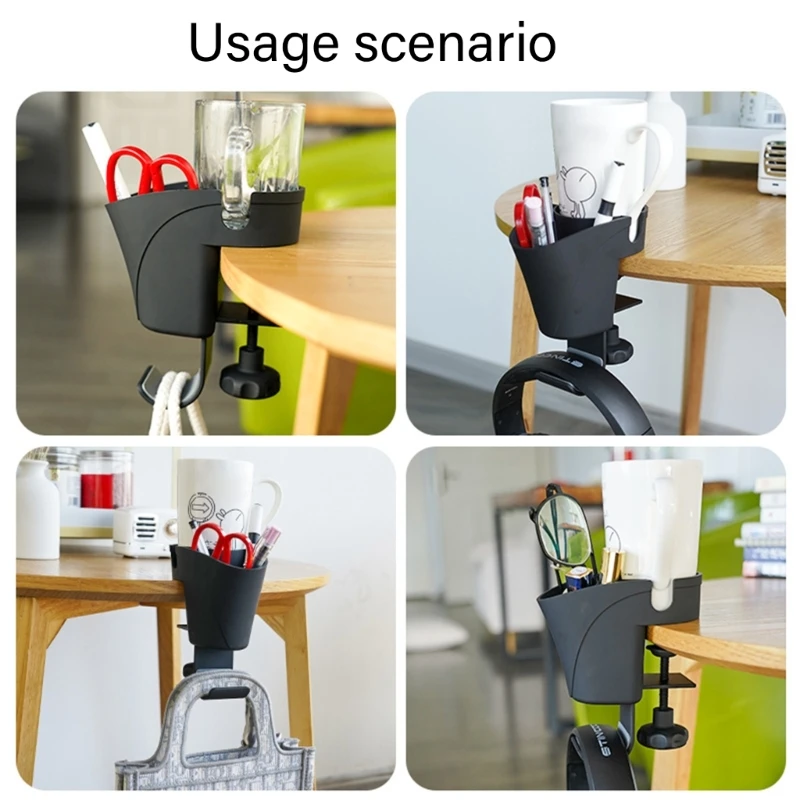 Morsetto salvaspazio sul portabicchieri per penna Gancio per cuffie Portabicchieri con gancio per cuffie