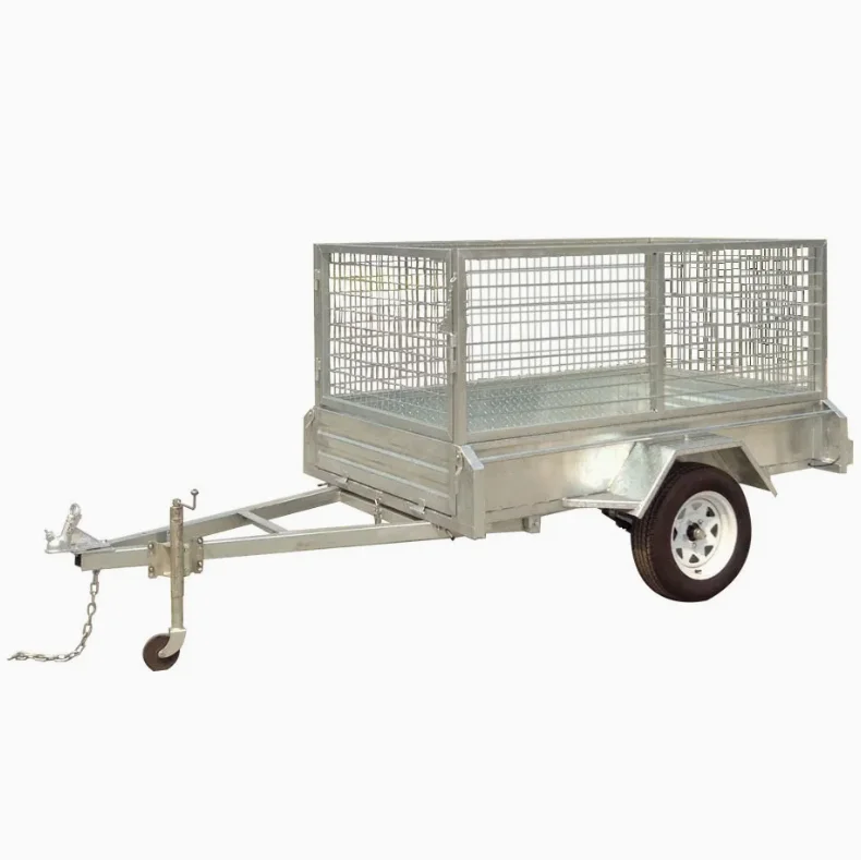 5 * 4 8 * 5 hot dip galvanized single axle box trailer with 600mm cage agricultural trailer