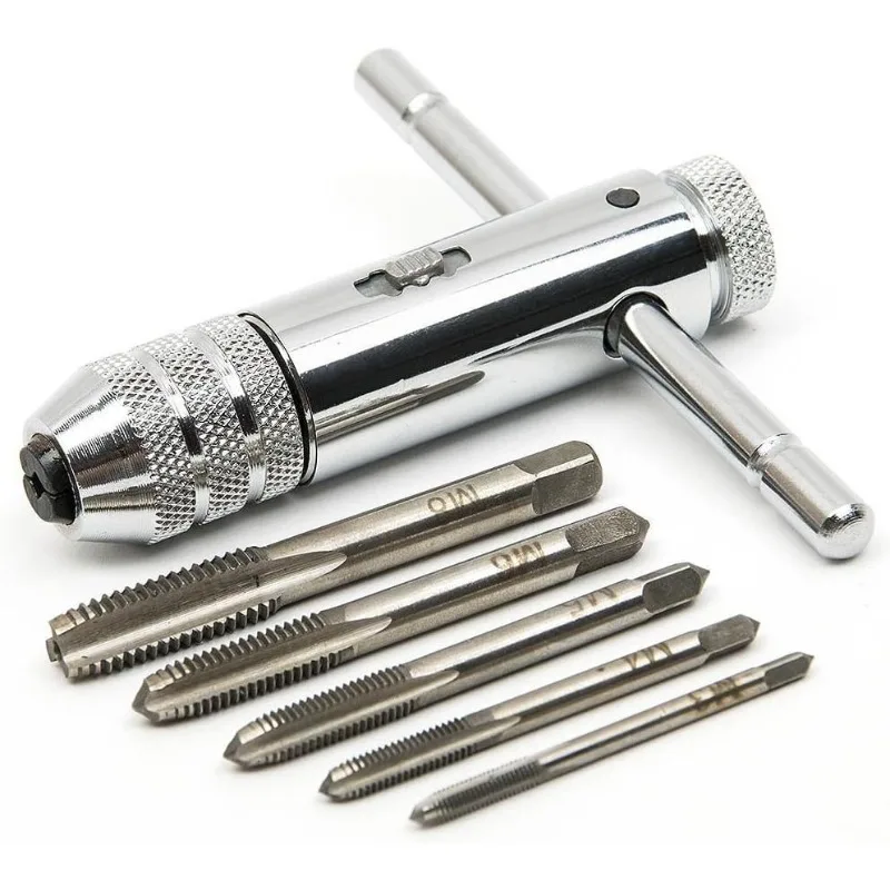 Professional Adjustable T-Handle Ratchet Tap Holder Wrench Set Hand Tools M3-M8  Machine Screw Thread T-shaped Tap