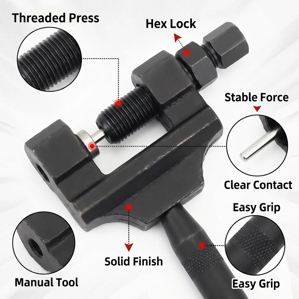 Manual Chain Cutter, Motor Vehicle Chain Disassembly and Assembly Tool, High-strength Wear-resistant Chain Disassembly Tool.