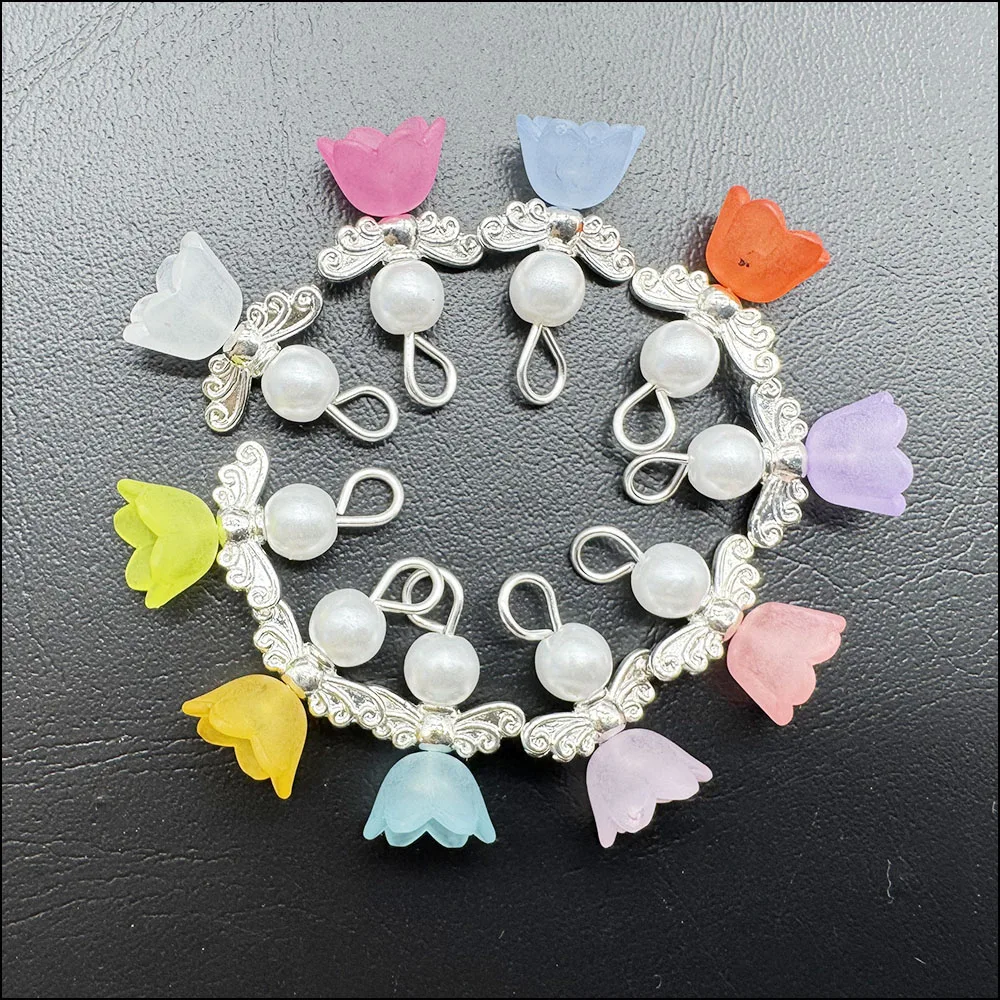 20Pcs Mixed Morning Glory Angel Acrylic Plastic Charms Pendants 14x19mm