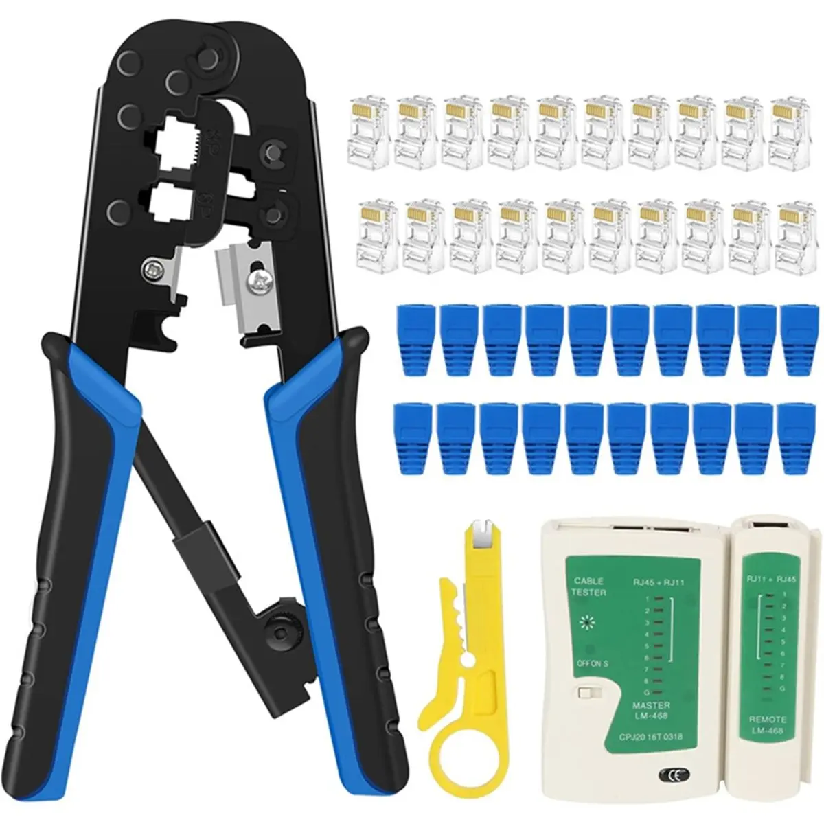 A003 RJ45 Crimper RJ11 RJ45 Crimping Tool Ethernet Network LAN Cable Crimper Cutter Stripper Plier, for 6P 8P RJ11 RJ12 RJ45.