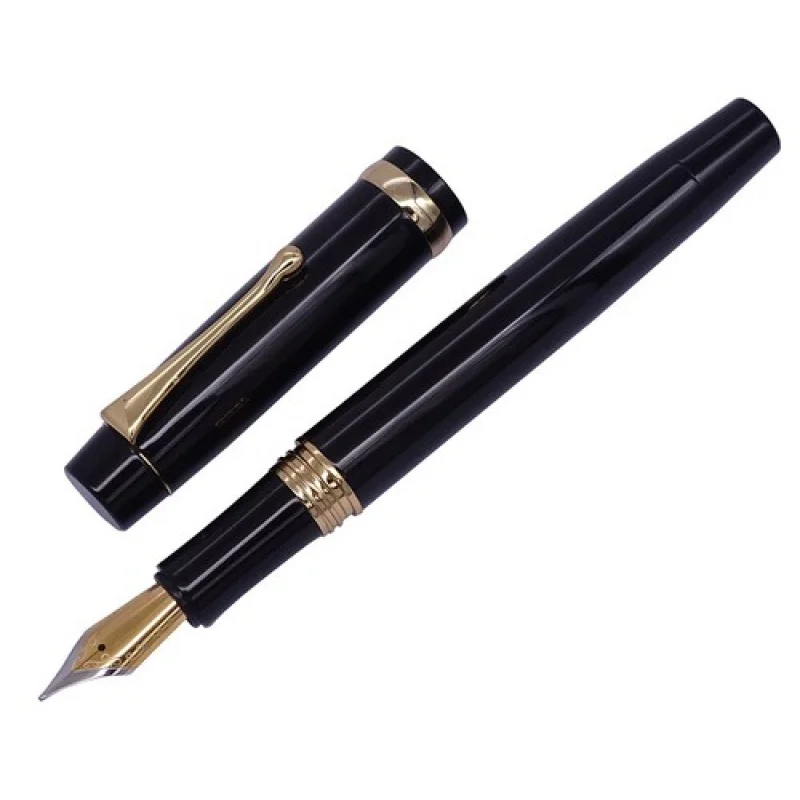 A+ Jinhao 15 Metal Black Fountain Pen with Golden Clip Fashion Writing Office Pen