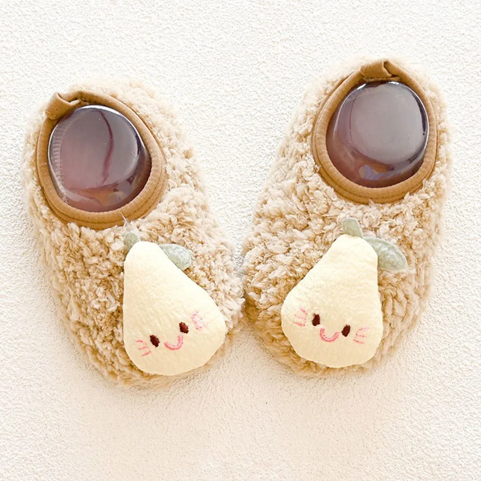 Newborn Baby First Walkers Girl Boy Cute Cartoon Animals Shoes Toddler Flat Bottom Shoes Children Fleece Keep Warm Baby Shoes