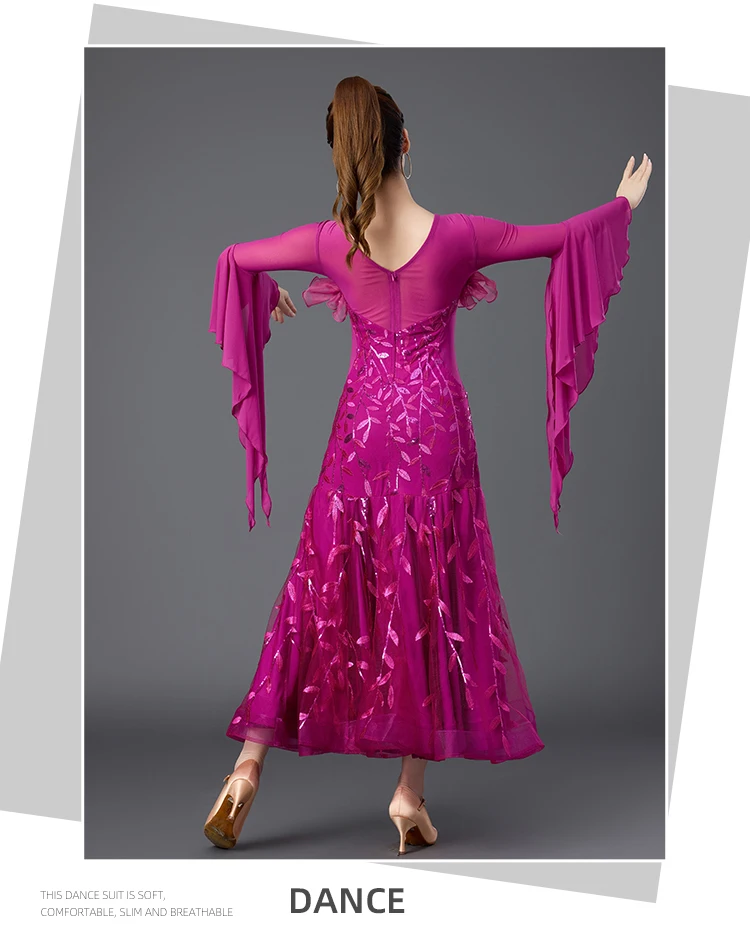 فستان نسائي حديث لقاعة الرقص والفالس والرقص الاجتماعي والرقص المربع فستان كبير متأرجح أداء المنافسة