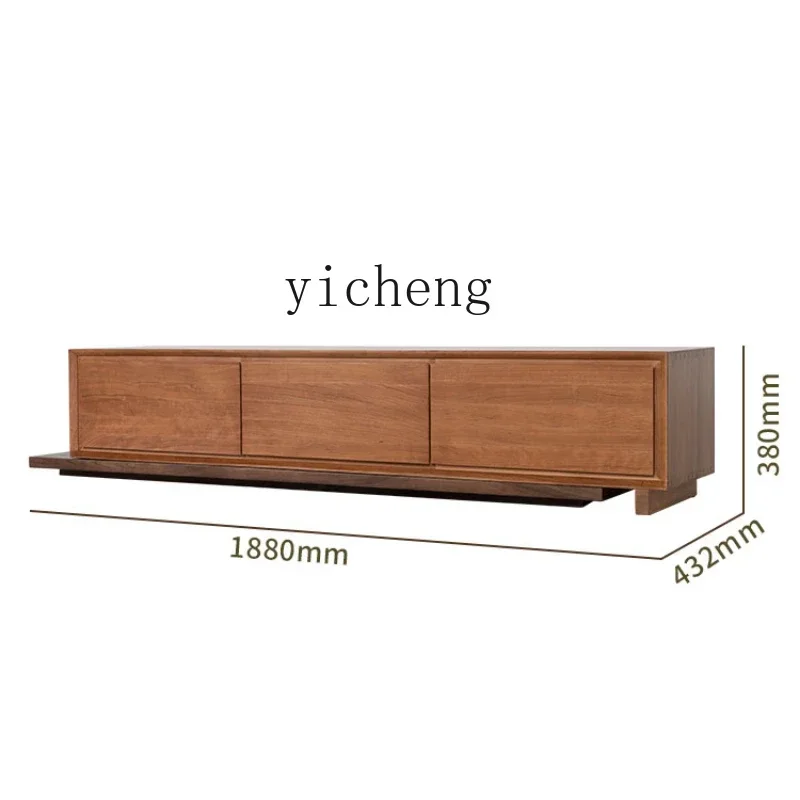 

all solid wood floor TV cabinet living room home retractable modern simple floor cabinet black walnut