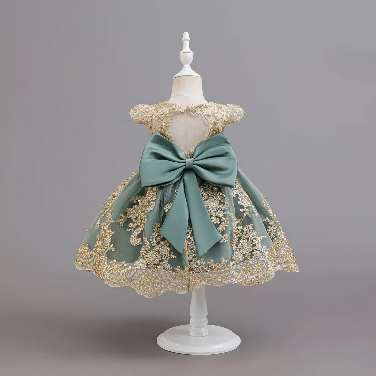 Kleid für Babys und Kleinkinder zum 1. Geburtstag, besticktes Spitzen-Prinzessinnenkleid, Blumenmädchen-Hochzeitskleid, besonderes festliches formelles Kleid für Babys – Detail 6