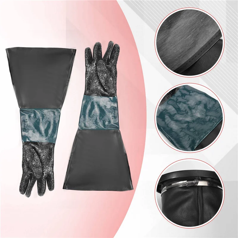 -ABGY قفازات السفع الرملي أجزاء السفع الرملي 60 سم مع حلقات O لخزانة السفع الرملي