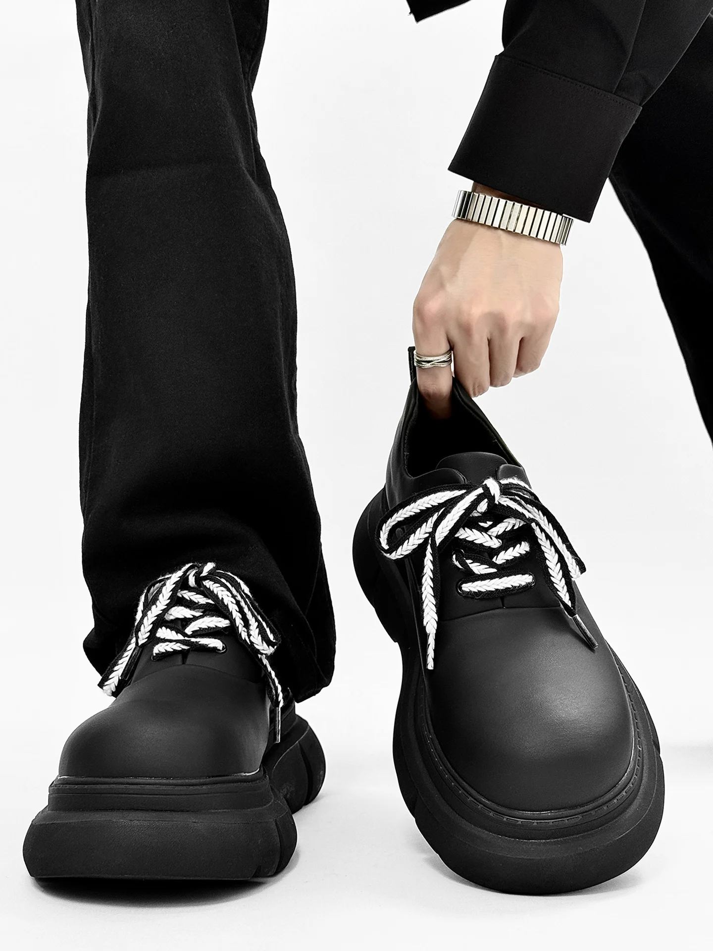 

Cleanfit Men's oes Thi Bot Casual Matte Bla Versatile Commuter Leather oes Faionable Briti Sle