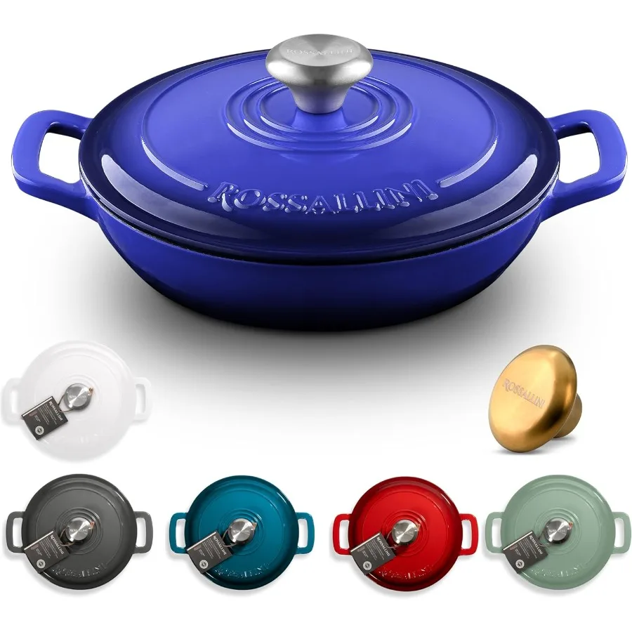 

Signature Enameled Cast Iron Braiser NonStick Serving Pot with Tight Fitting Lid for Perfect Roasting Baking Sauteing Searing a
