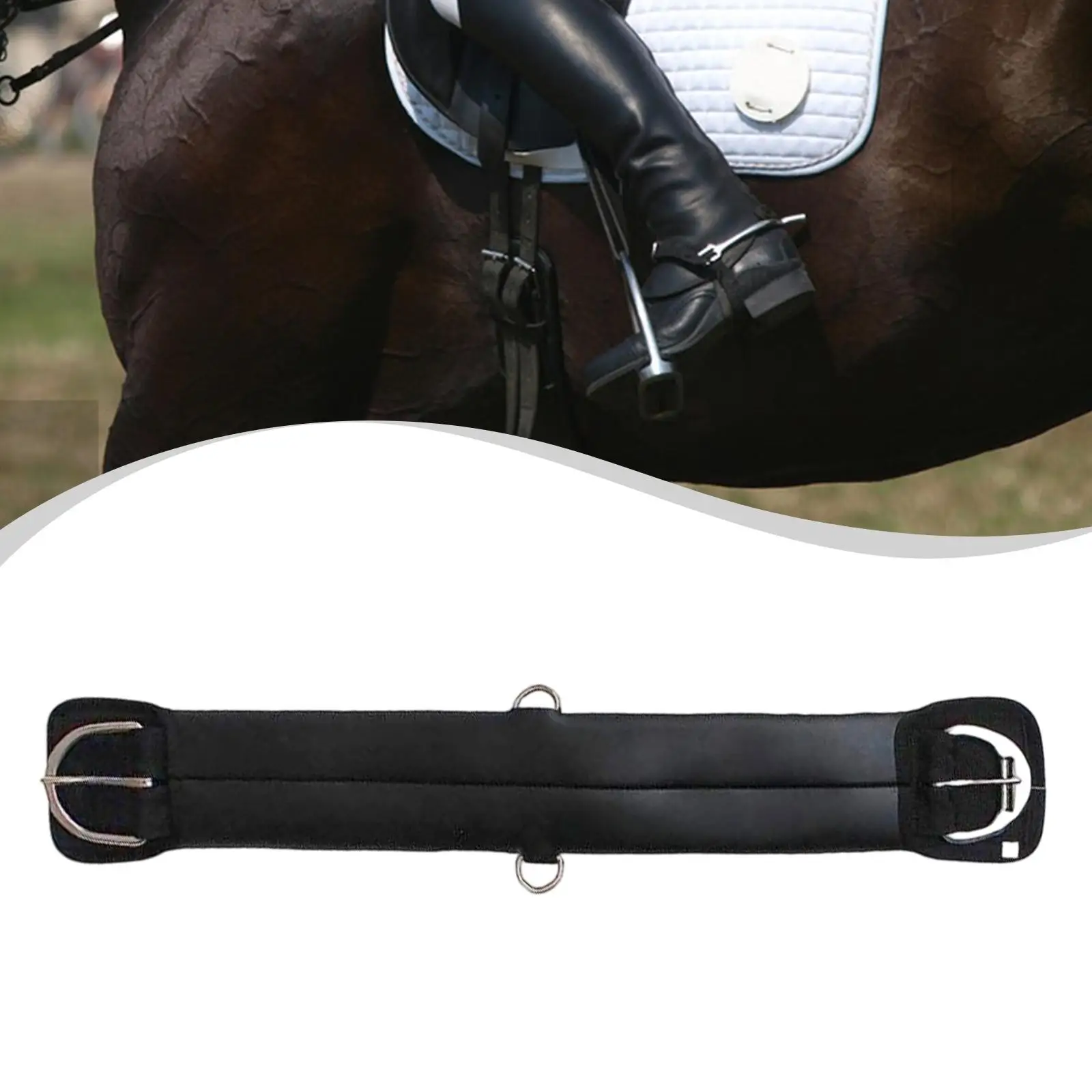 Equestrian Supplies Horse Girth Non Slip Padded Short Dressage Strap Stainless Steel Buckle Belt for Saddle Stability