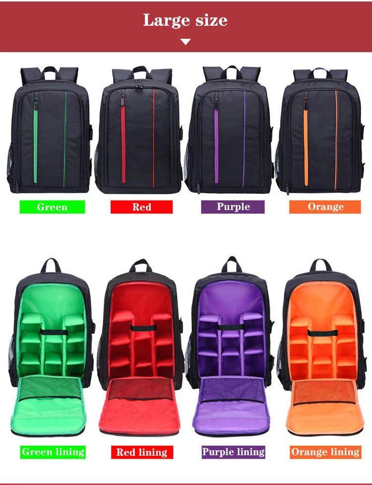 JINNUOLANG Unisex Foto Wasserdichter Rucksack Kamera Schultertaschen Nylontasche Passend für 15,6'' Laptop Reisen Outdoor DSLR Mochila – Detail 2