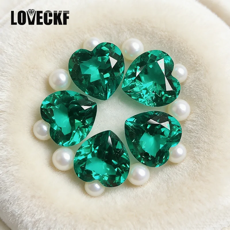 

Высококачественный гидротермальный изумруд Columbia, выращенный в лаборатории, синтетический изумруд с огранкой в форме сердца, с сертификатом AGL для изготовления ювелирных изделий