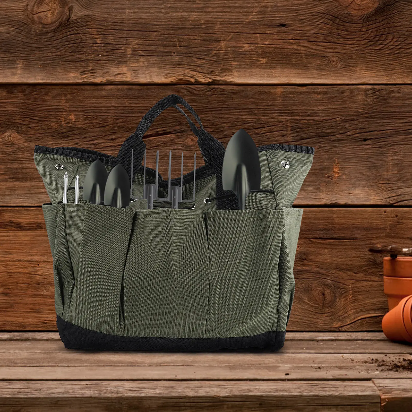 Heavy Duty Garden Tool Pouch Reinforced Oxford Fabric Large Capacity Tool Storage Bag for Landscaping Maintenance Professionals