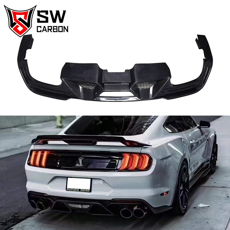 

Carbon Fiber GT500 Style Rear Diffuser for Ford Mustang 2018-2021 Rear Bumper Lip Splitter Under Spoiler