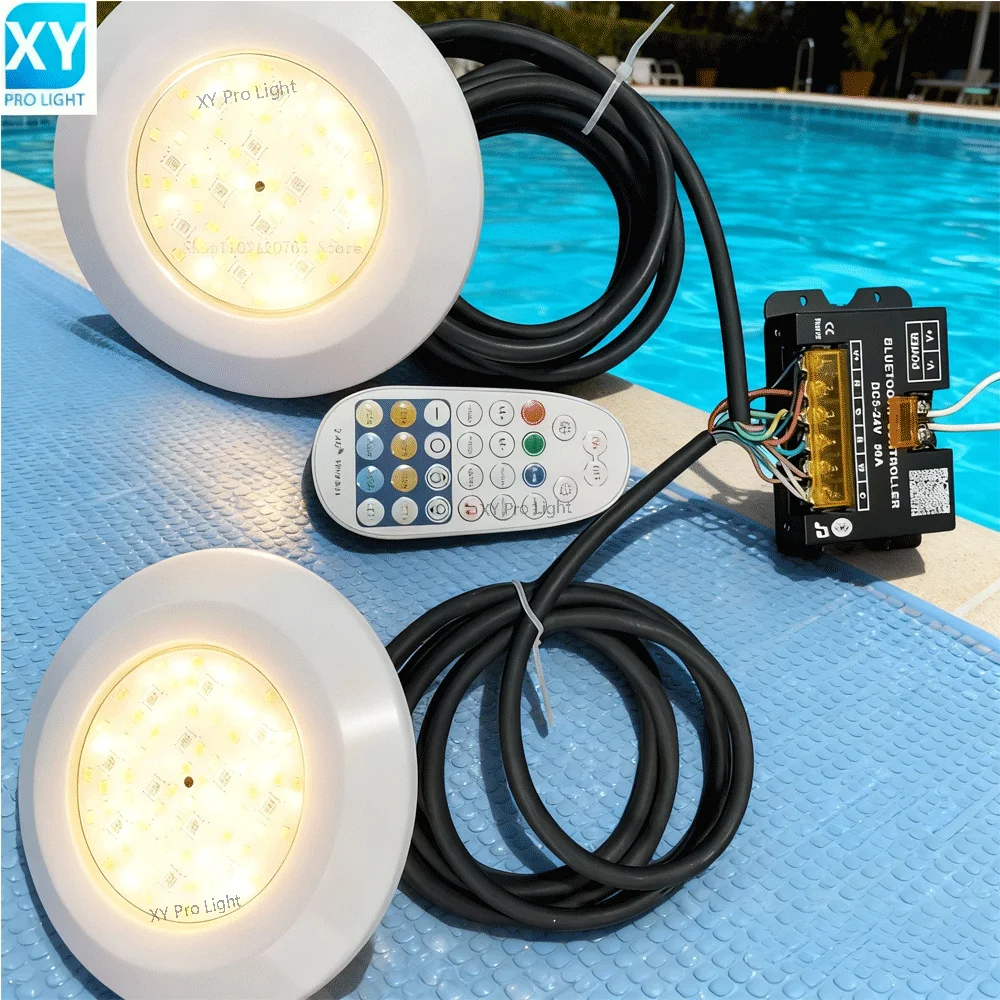 

18W RGBCW LED Pool Light Bluetooth APP Control IP68 Waterproof DC12V 6line Underwater Lamp Luz Spotlight for Fountain&Landscape