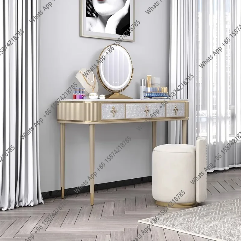 LP American light luxury dresser bedroom modern simple solid wood marble shell with mirror makeup table