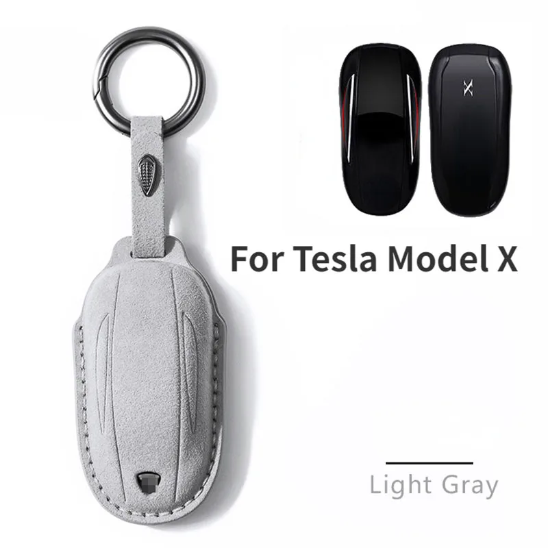 Luxurious Suede Key Case for Car for Tesla Model X S Car Key Case Auto Accessories Remote Keychain Suede Buttons Shell Protector