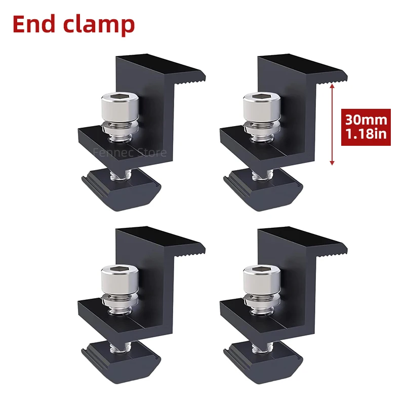 Zonnepaneel montage bevestigingsklem Verstelbare beugeluiteinde en middenklem PV-paneelclip voor zonnepaneel PV-systeem Installatieaccessoires