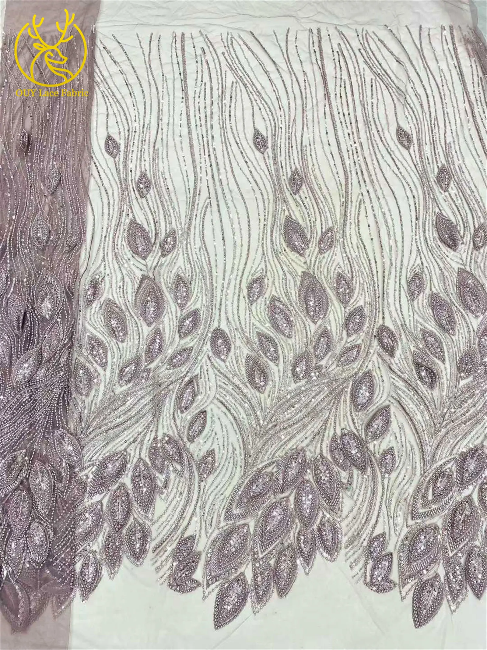 Luxuriöser französischer 3D-bestickter Perlen-Tüll-Spitzenstoff 2026 – Hochwertiger nigerianischer Pailletten-Spitzenstoff für Brautkleider und Hochzeitskleider – Detail 11