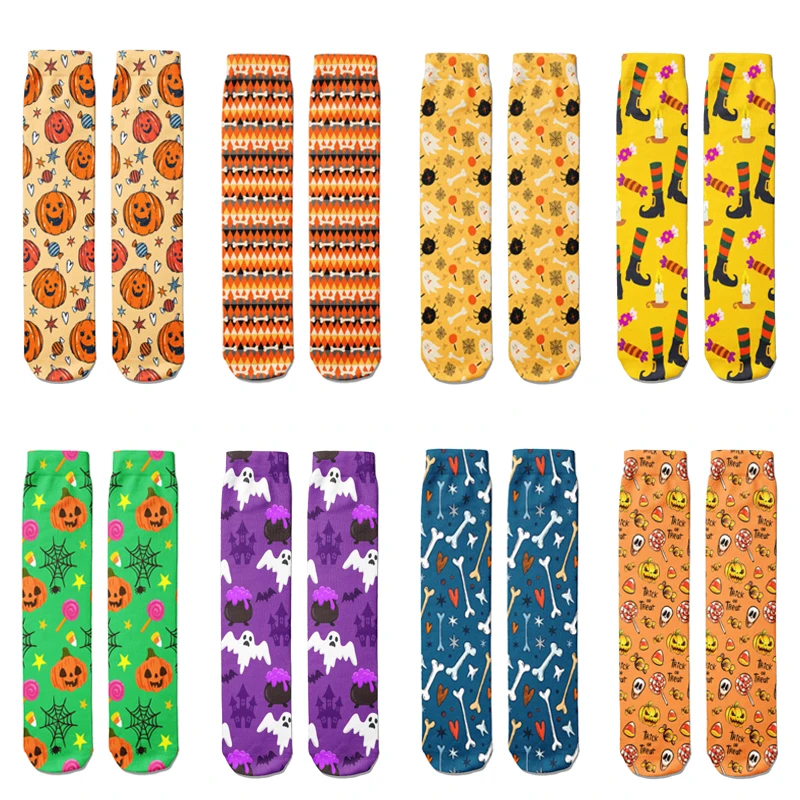 

New Halloween Creative Medium Socks Men Women Funny Pumpkin Print tide Fashion Cool Long Socks Harajuku Kawaii Happy Socks