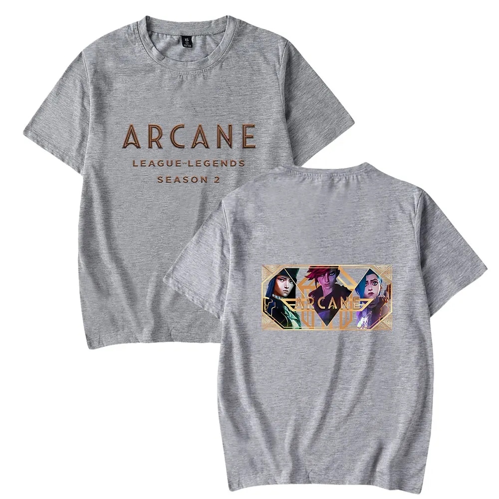 Arcane Season 2 Cartoon Print T-Shirt Crewneck Short Sleeve Summer Men Women's Tshirt Harajuku Streetwear Clothes