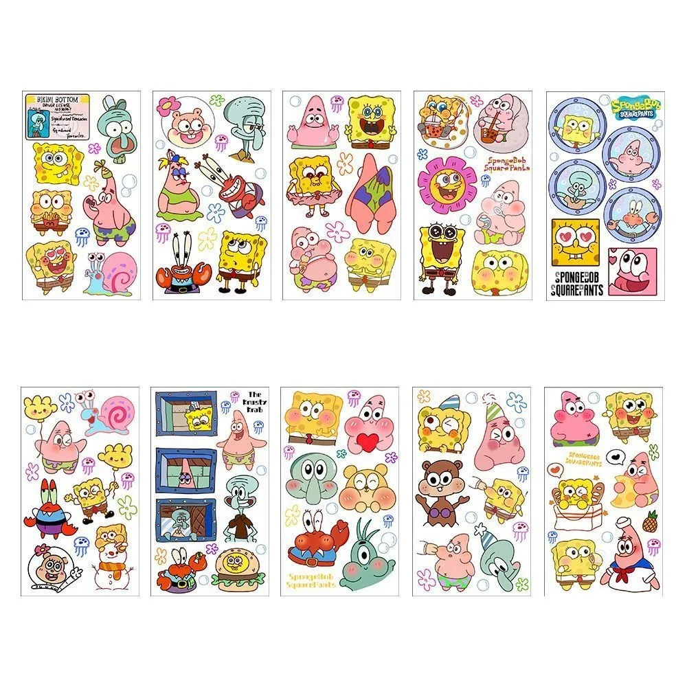 Cute SpongeBob & Patrick Tattoo Stickers, Fresh Ins Style Arm Decor, Anime Gift