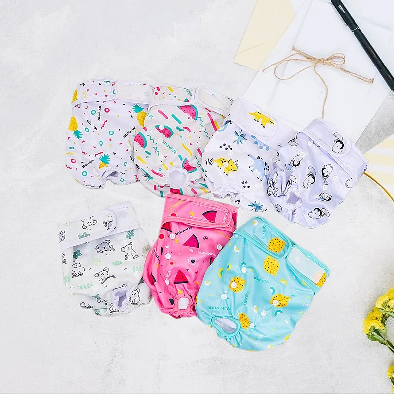 빨 수있는 개 생리학 바지 조정 가능한 여성 개 기저귀 재사용 가능한 통기성 애완 동물 기저귀 누출 방지 강아지 반바지 팬티