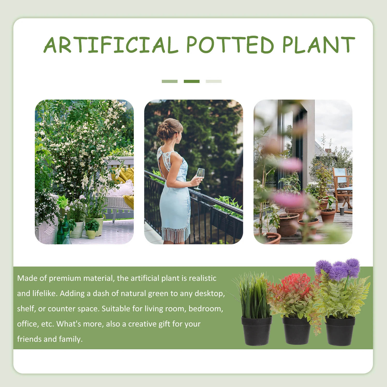 

3 Pcs Simulated Dandelion Green Plant Faux Plants Indoor Realistic Bonsai Decor Artificial Plastic Fake Small