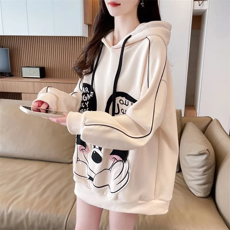 

Women's 2026 New Arrival Mickey Embroidery Hoodie Spring Fall Thin Loose Casual Fashion Hooded Sweatshirt Women's sweater