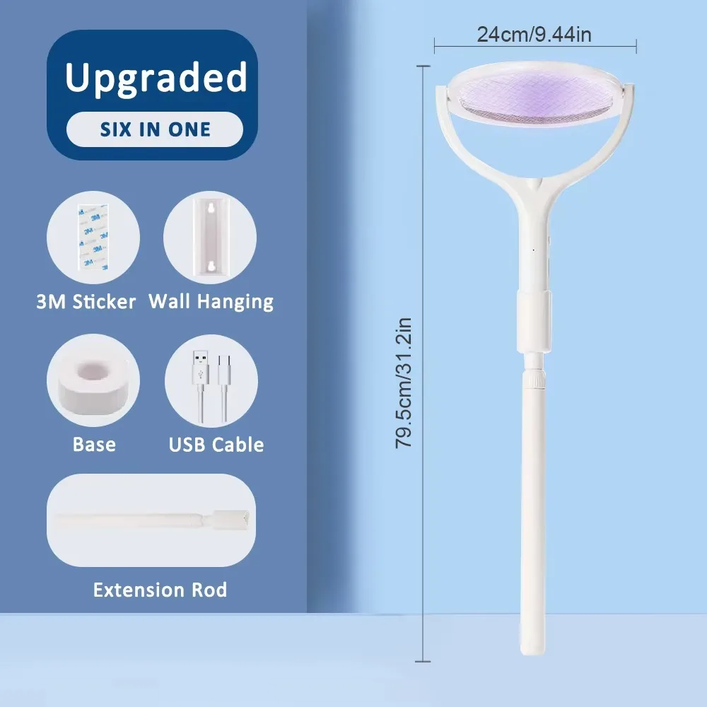 

Rechargeable Mosquito Swatter Trap Multi Angle Adjustment Retractable Fly Bug Zapper Electric Shock Portable