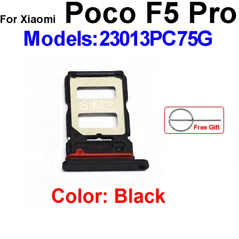 Eonpam Plateau Carte SIM + SD Pour Xiaomi Poco X5 Pro – Remplacement Original Qualité, Avec Aiguille SIM, Noir