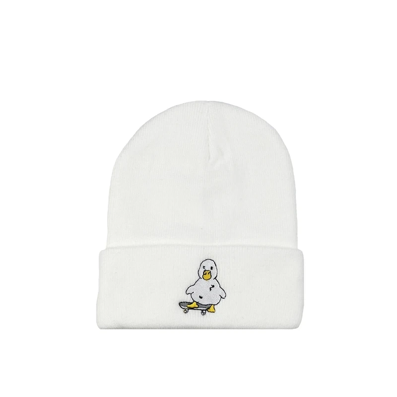 Autumn Winter Men Women Scooter Duck Embroidery Embroidery Skullies Beanies Hats Outdoor Warm Knitted Hat Bonnet Caps